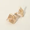 Fashnzfab Textured Metal Abstract Square Clip On Earrings In Gold