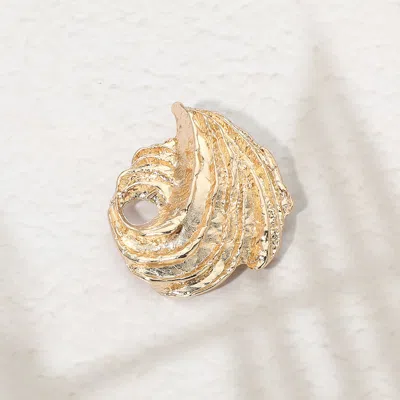 Fashnzfab Textured Metal Abstract Swirl Pin Brooch In Gold