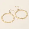 Fashnzfab Textured Metal Ball Beaded Circle Dangle Earrings In Gold