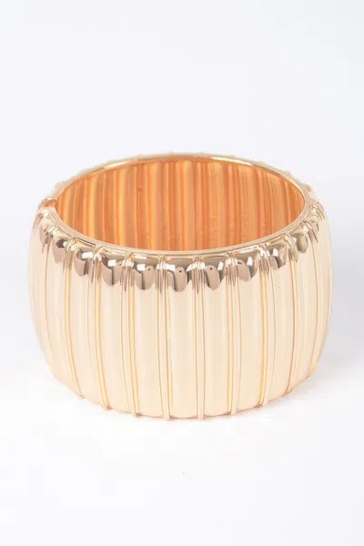 Fashnzfab Textured Metal Bangle Bracelet In Gold