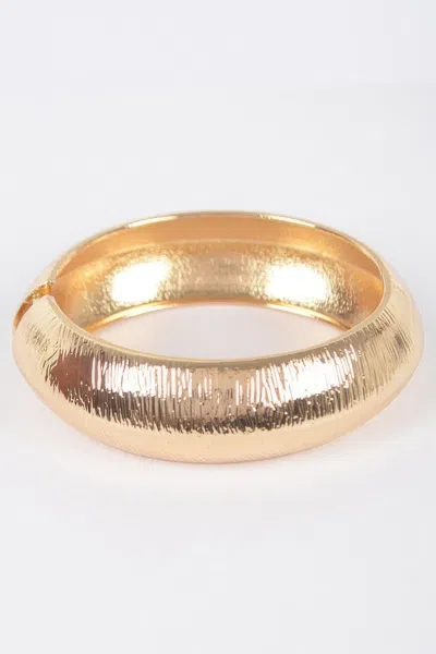 Fashnzfab Textured Metal Bangle Bracelet In Gold