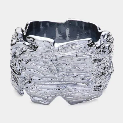 Fashnzfab Textured Metal Bangle Bracelet Hematite In Blue