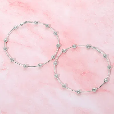 Fashnzfab Textured Metal Bead Accent Hoop Earrings In Multi