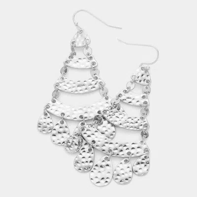 Fashnzfab Textured Metal Chandelier Dangle Earrings In Silver