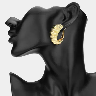 Fashnzfab Textured Metal Chunky Hoop Earrings In Gold