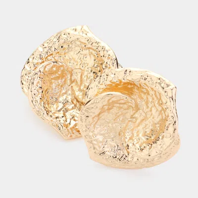 Fashnzfab Textured Metal Clip On Earrings In Gold