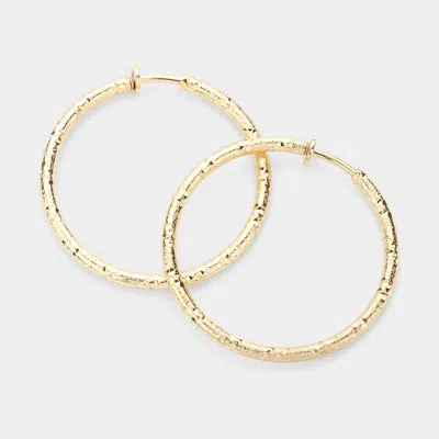Fashnzfab Textured Metal Clip On Hoop Earrings In Gold