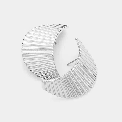 Fashnzfab Textured Metal Crescent Earrings - Rhodium In Multi