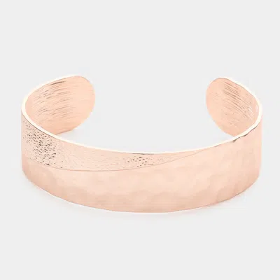 Fashnzfab Textured Metal Cuff Bracelet Matte Rose Gold In Multi