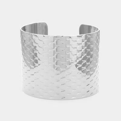 Fashnzfab Textured Metal Cuff Bracelet In Silver