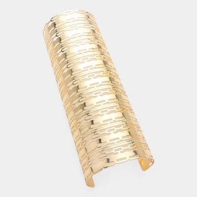 Fashnzfab Textured Metal Cut Out Arm Cuff Bracelet Gold