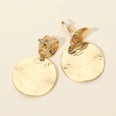 Fashnzfab Textured Metal Diec Drop Clip On Earrings In Gold