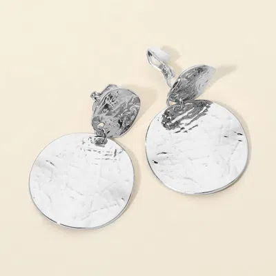 Fashnzfab Textured Metal Diec Drop Clip On Earrings In Silver