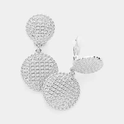 Fashnzfab Textured Metal Disc Dangle Clip On Earrings In Metallic