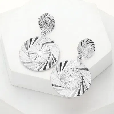 Fashnzfab Textured Metal Disc Dangle Earrings In Metallic