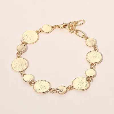Fashnzfab Textured Metal Disc Link Bracelet In Gold