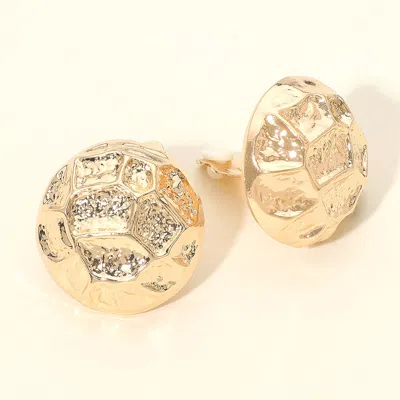 Fashnzfab Textured Metal Dome Clip On Earrings In Gold