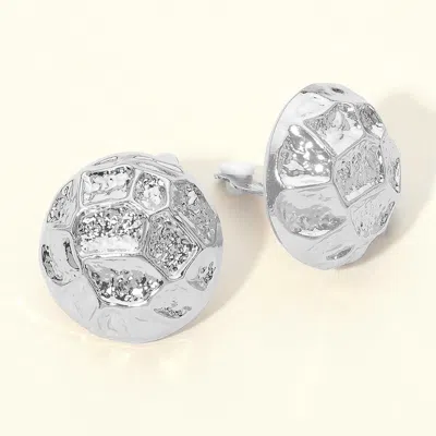 Fashnzfab Textured Metal Dome Clip On Earrings In Silver