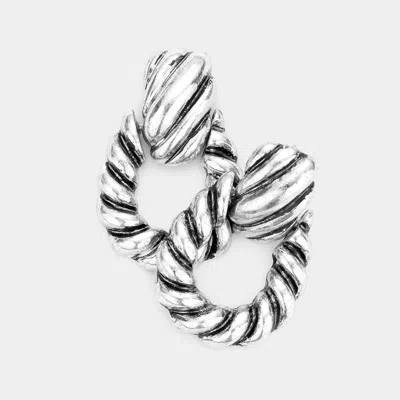 Fashnzfab Textured Metal Door Knocker Earrings In Multi