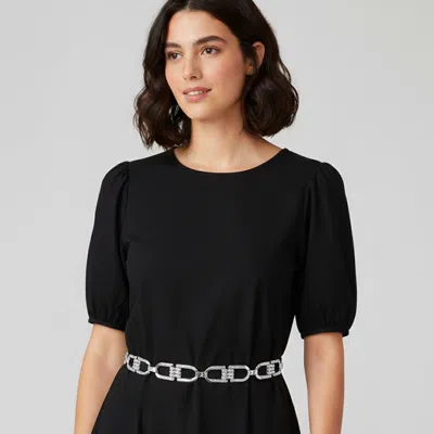 Fashnzfab Textured Metal Double D Link Chain Waist Belt In Silver