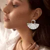 Fashnzfab Textured Metal Fan Earrings - Rhodium In Silver