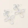Fashnzfab Textured Metal Floral Link Drop Earrings In Silver