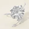 Fashnzfab Textured Metal Flower Leaves Tip Wire Arm Cuff Bracelet Rhodium In Multi