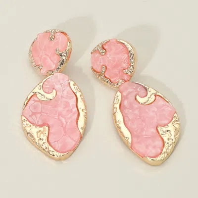Fashnzfab Textured Metal Frame Abstract Celluloid Acetate Drop Dangle Statement Earrings In Multi