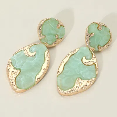 Fashnzfab Textured Metal Frame Abstract Celluloid Acetate Drop Dangle Statement Earrings In Pattern