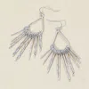Fashnzfab Textured Metal Geometric Fan Tassel Dangle Earrings In Silver