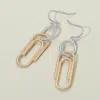 Fashnzfab Textured Metal Geometric Link Drop Dangle Earrings In Gold