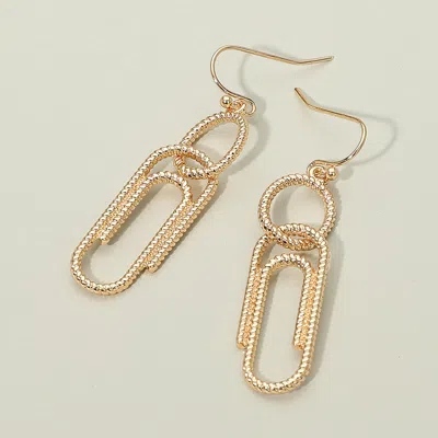Fashnzfab Textured Metal Geometric Link Drop Dangle Earrings In Gold