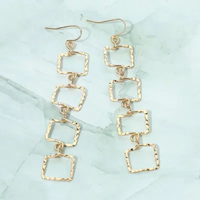 Fashnzfab Textured Metal Geometric Open Square Link Drop Earrings In Green