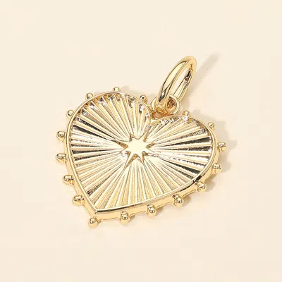 Fashnzfab Textured Metal Heart Pendant Charm In Gold