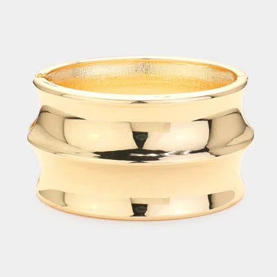 Fashnzfab Textured Metal Hinged Bangle Bracelet 1.5" H, 2.5" D In Gold