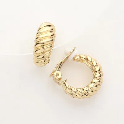Fashnzfab Textured Metal Hoop Clip On Earrings In Gold