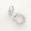 Fashnzfab Textured Metal Hoop Clip On Earrings In Silver