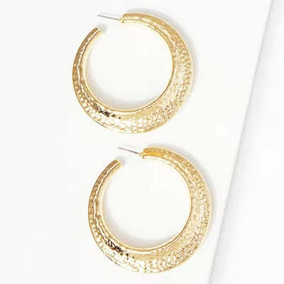 Fashnzfab Textured Metal Hoop Earrings In Gold