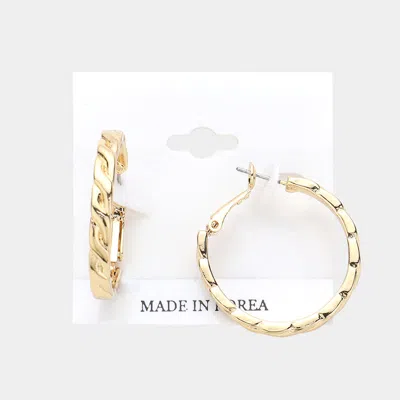 Fashnzfab Textured Metal Hoop Earrings - Gold In Silver