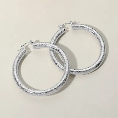 Fashnzfab Hammered Metal Hoop Pin Catch Earrings In Metallic