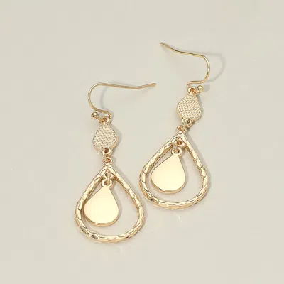 Fashnzfab Textured Metal Hoop Teardrop Link Drop Earrings In Gold