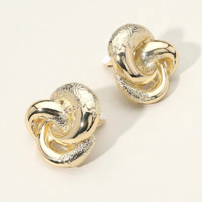 Fashnzfab Textured Metal Knot Clip On Earrings In Gold