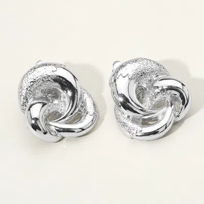 Fashnzfab Textured Metal Knot Clip On Earrings In Metallic