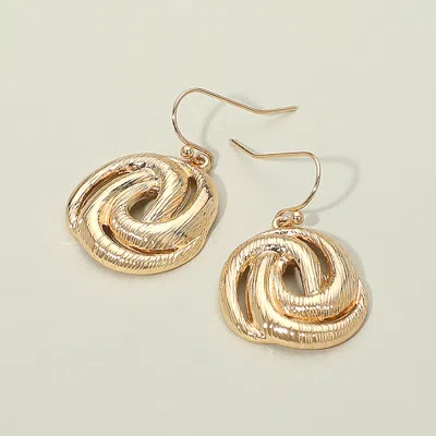 Fashnzfab Textured Metal Knot Dangle Earrings In Gold