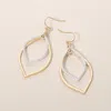 Fashnzfab Textured Metal Layered Open Frame Drop Earrings In Silver