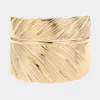 Fashnzfab Textured Metal Leaf Cuff Bracelet Gold In Gold