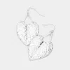 Fashnzfab Textured Metal Leaf Dangle Earrings In Metallic