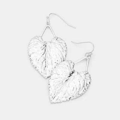 Fashnzfab Textured Metal Leaf Dangle Earrings In Metallic