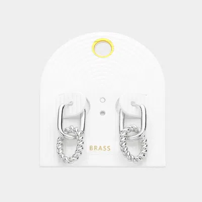 Fashnzfab Textured Metal Link Huggie Earrings In Neutral