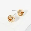 Fashnzfab Textured Metal Love Knot Stud Earrings - Gold In Gold